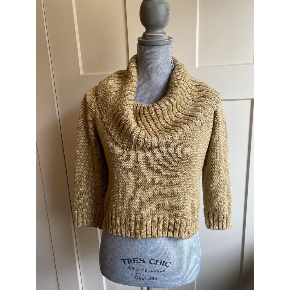St John Collection Sweater Women Small Light Cotton Linen Cowl Marilyn Lux s57